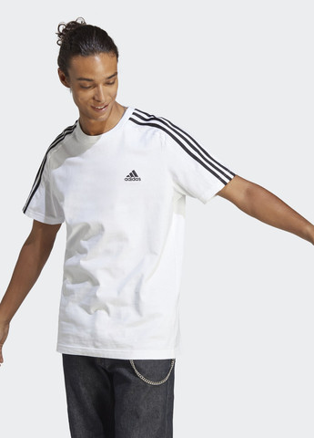 Белая футболка essentials single jersey 3-stripes adidas