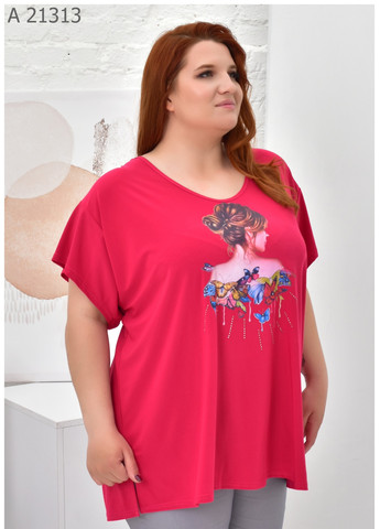 Малинова літня жіноча футболка великого розміру SK