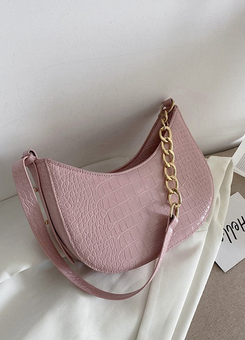 Жіноча сумочка багет рептилія рожева No Brand (259294528)