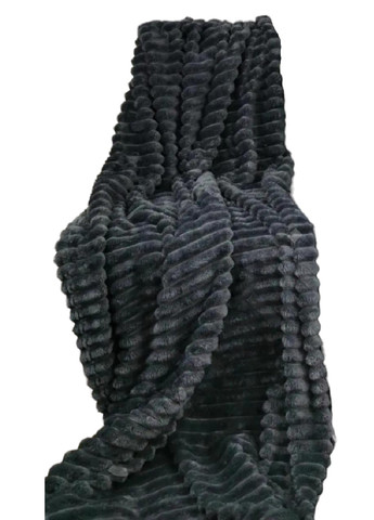 Плед покрывало одеяло велюровое с тиснением в виде широких полос шарпей элит евро 200х230 см (476233-Prob) Темно-серое Unbranded (277924035)