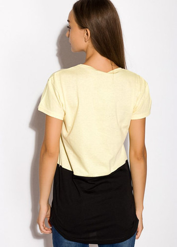 Бесцветная летняя футболка женская контрастная 317f074 (лимонный) Time of Style