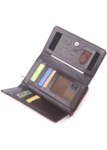 Превосходное женское портмоне из лакированной фактурной кожи 21430 Бежевый Karya (258267781)