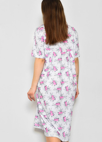 Ночная рубашка женская батальная белого цвета с цветочным принтом Let's Shop (277925758)