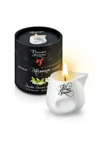 Масажна свічка White Tea (80 мл) подарункова упаковка, керамічний посуд Plaisirs Secrets (257203916)