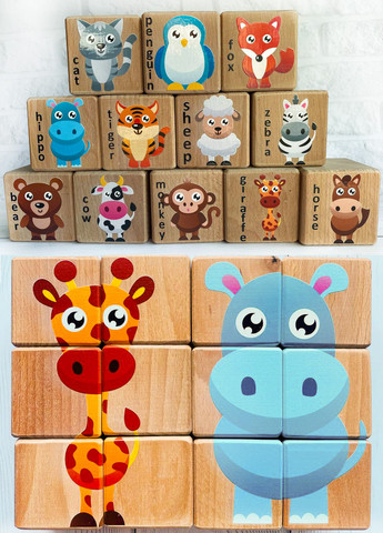 Дитячі розвиваючі кубики із зображеннями тварин "Зоопарк" (комплект 3) Creative (257997031)