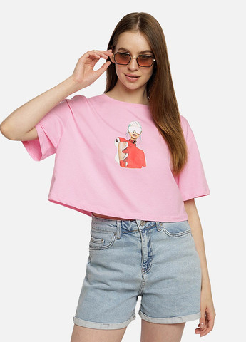 Розовая летняя короткая женская футболка цвет розовый цб-00219331 So sweet