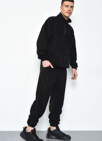 Чорний зимній спортивний костюм чоловічий флісовий чорного кольору розмір 46-48 брючний Let's Shop