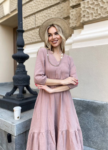 Темно-бежева повсякденний плаття муслінове LeVi