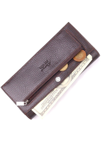 Превосходный вертикальный мужской бумажник из натуральной зернистой кожи 21437 Коричневый Karya (258286348)