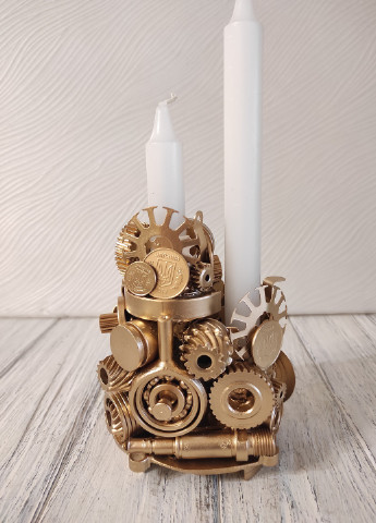 Сувенір підсвічник свічник стімпанк з металу з золотим напиленням ручна робота хендмейд подарунок SuvenirPodarokZP 8 (256615302)