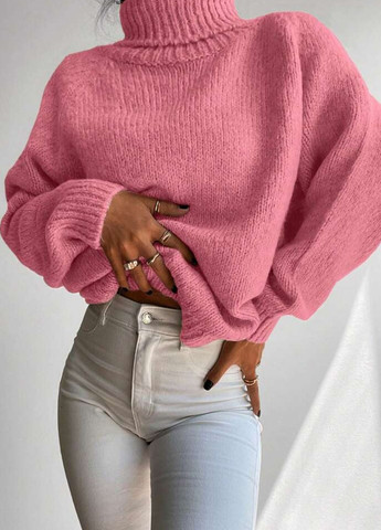 Рожевий теплий светр з вільною горловиною рожевий You Best