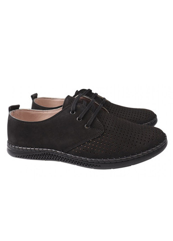 Черные туфли комфорт мужские из натуральной кожи (нубук), на низком ходу, на шнуровке, черные, ALTURA