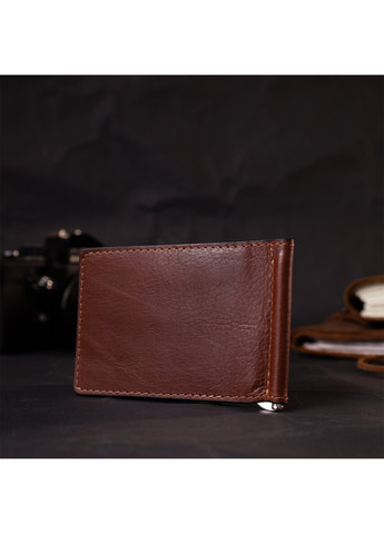 Надійний шкіряний затискач для грошей 11668 Коричневий Grande Pelle (267507153)