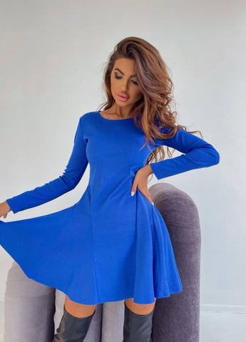 Синее кэжуал женское платье рубчик No Brand