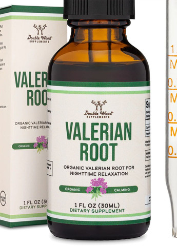 Экстракт корня валерианы Valerian Root Drops (168 mg in 1 ml) 30 ml Double Wood Supplements (275995017)