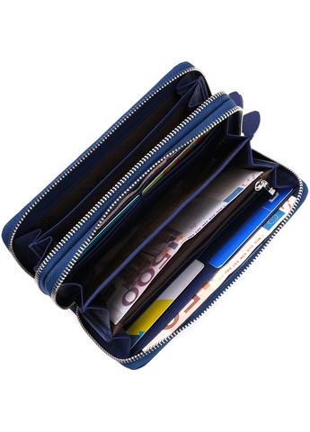 Вместительный женский кошелек-клатч с двумя отделениями на молниях 19431 Синий st leather (276457465)