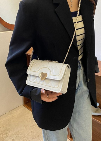 Женская классическая сумка кросс-боди на цепочке белая No Brand (273232532)