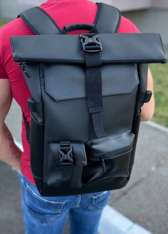 Місткий чорний міський універсальний рюкзак для подорожей Роллтоп Travel bag black No Brand (263057459)