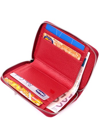 Шкіряний жіночий гаманець на блискавці з металевим логотипом виробника 19484 Червоний st leather (278001065)