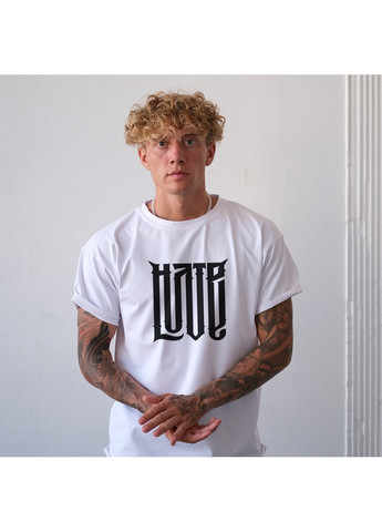 Белая футболка с принтом - love or hate we No Brand