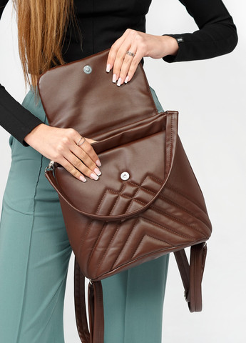 Жіночий рюкзак-сумка Loft строчений шоколадний Sambag (259592025)