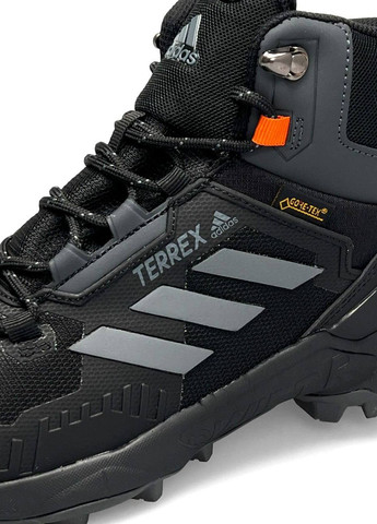 Черные зимние кроссовки мужские, вьетнам adidas Terrrex Swift R Gore Tex Fur Black Grey Reflective