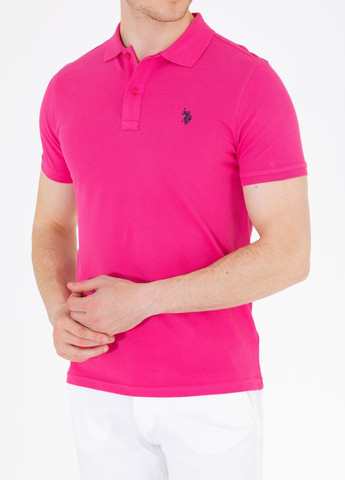 Кислотно-розовая футболка поло мужское U.S. Polo Assn.