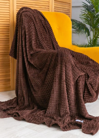 Плед покрывало одеяло микрофибра квадратики двуспальный евро 200х230 см (474005-Prob) Шоколадный Unbranded (257086910)
