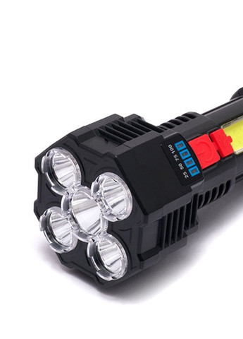 Ручний акумуляторний світлодіодний ліхтар Flashlight 5 +COB F-T25 панель індикація заряду чорний FLC500 Led (257623829)