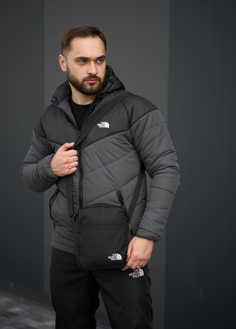 Темно-сірий демісезонний комплект із куртки, штанів та барсетки No Brand