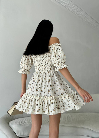 Молочна жіноча літня сукня з мусліну колір молоко-гірчичний р.46/48 437211 New Trend