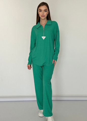 Костюм женский с ткани рубчик зеленого цвета Let's Shop (257894277)