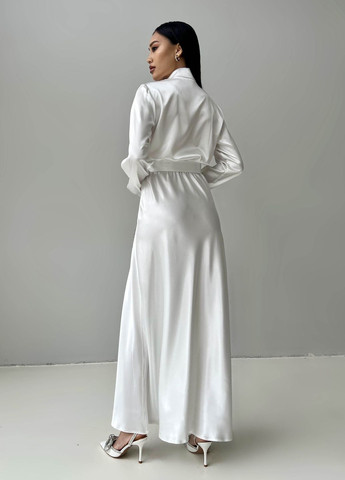 Белое праздничный, вечернее платье из атласа белого цвета Jadone Fashion однотонное