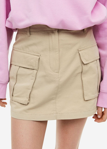 Бежевая кэжуал однотонная юбка H&M карго