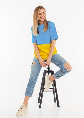 Сине-желтая женская футболка No Brand