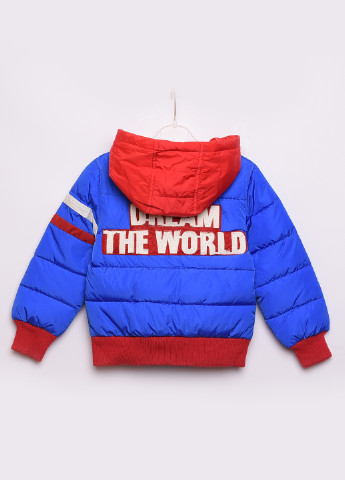 Синяя демисезонная куртка детская демисезон синяя с красным с надписями Let's Shop