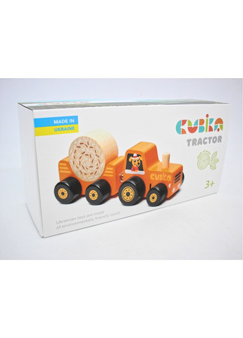 Игрушка деревянная детская разноцветная развивающая машинка трактор на магнитах 3 детали Cubika (259771285)