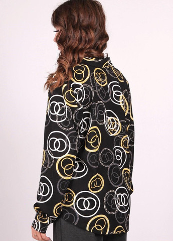 Чорна блузка жіноча малюнок креп чорна Актуаль