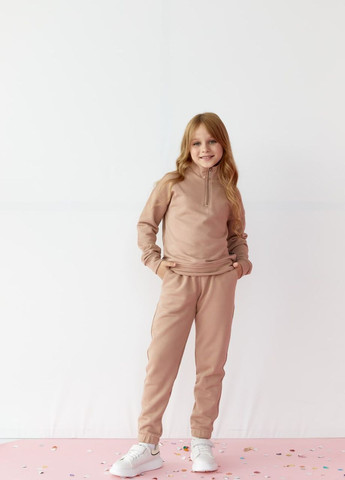 Детский костюм худи и джогеры для девочки цвет мокко р.128 438612 New Trend (260491716)