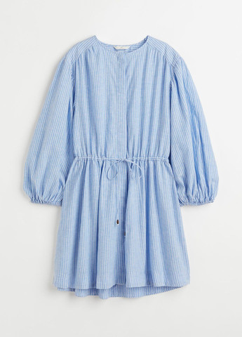 Голубое повседневный платье H&M в полоску