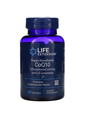 Super-Absorbable CoQ10 100 mg 60 Softgels LEX-19516 Life Extension (259967045)