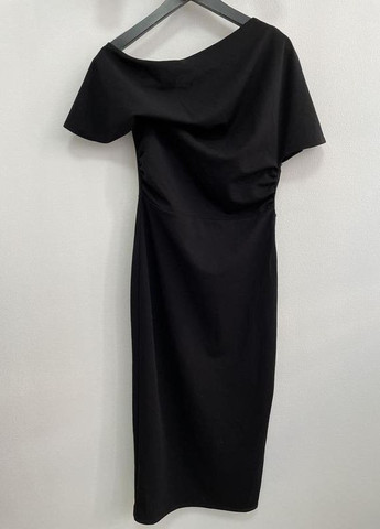 Чорна сукня міді на одне плече Asos