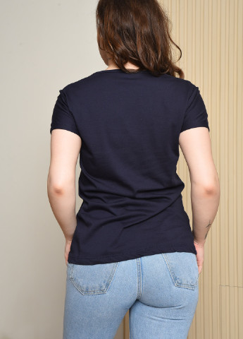 Темно-синя літня футболка жіноча темно-синього кольору Let's Shop