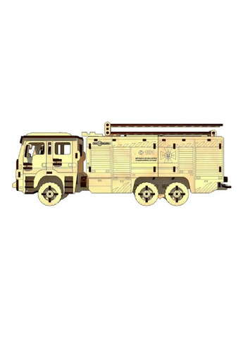 Дерев'яний конструктор рухомий пазли без клею 206 деталей для дітей з інструкцією 43Х12Х15 см (474342-Prob) Пожежна машина Unbranded (258188202)