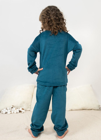 Изумрудная пижама детская домашняя велюровая кофта со штанами изумруд Maybel