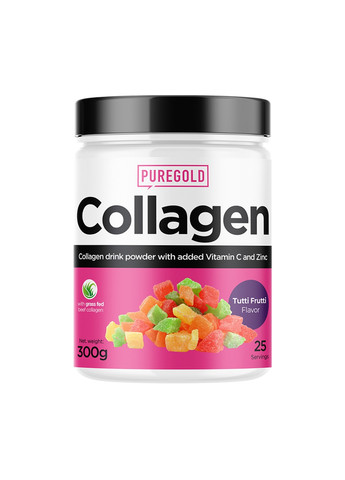 Бичачий Колаген з Вітаміном С та Цинком Collagen - 300г Pure Gold Protein (269462286)