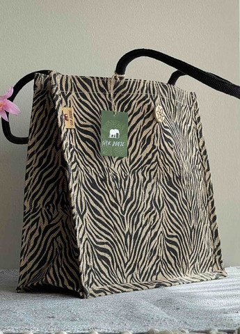 Сумка джутовая натуральная шоппер эко принт зебры (1032) Silk Route zebra (274277640)