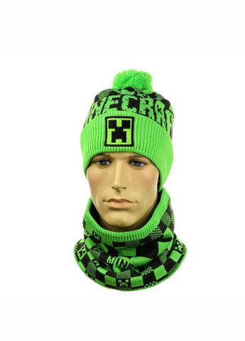 Детский зимний комплект шапка с помпоном + снуд Майнкрафт / Minecraft No Brand шапка с помпоном на флисе (270965916)
