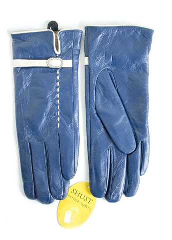 Женские кожаные перчатки синие 374s2 M Shust Gloves (261486886)
