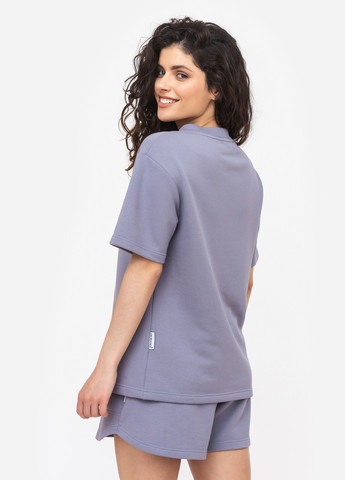 Сіра всесезон довга футболка трьохнитка сіро-фіолетовий колір з коротким рукавом MORANDI